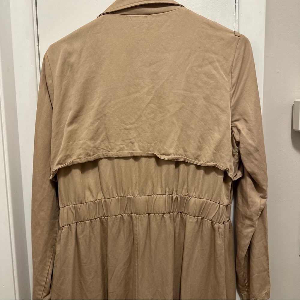 AMALIE THE LABEL Monimonie Linen Blend Long Trench Coat Natural Tan Casual Sz 8 - Picture 7 of 10